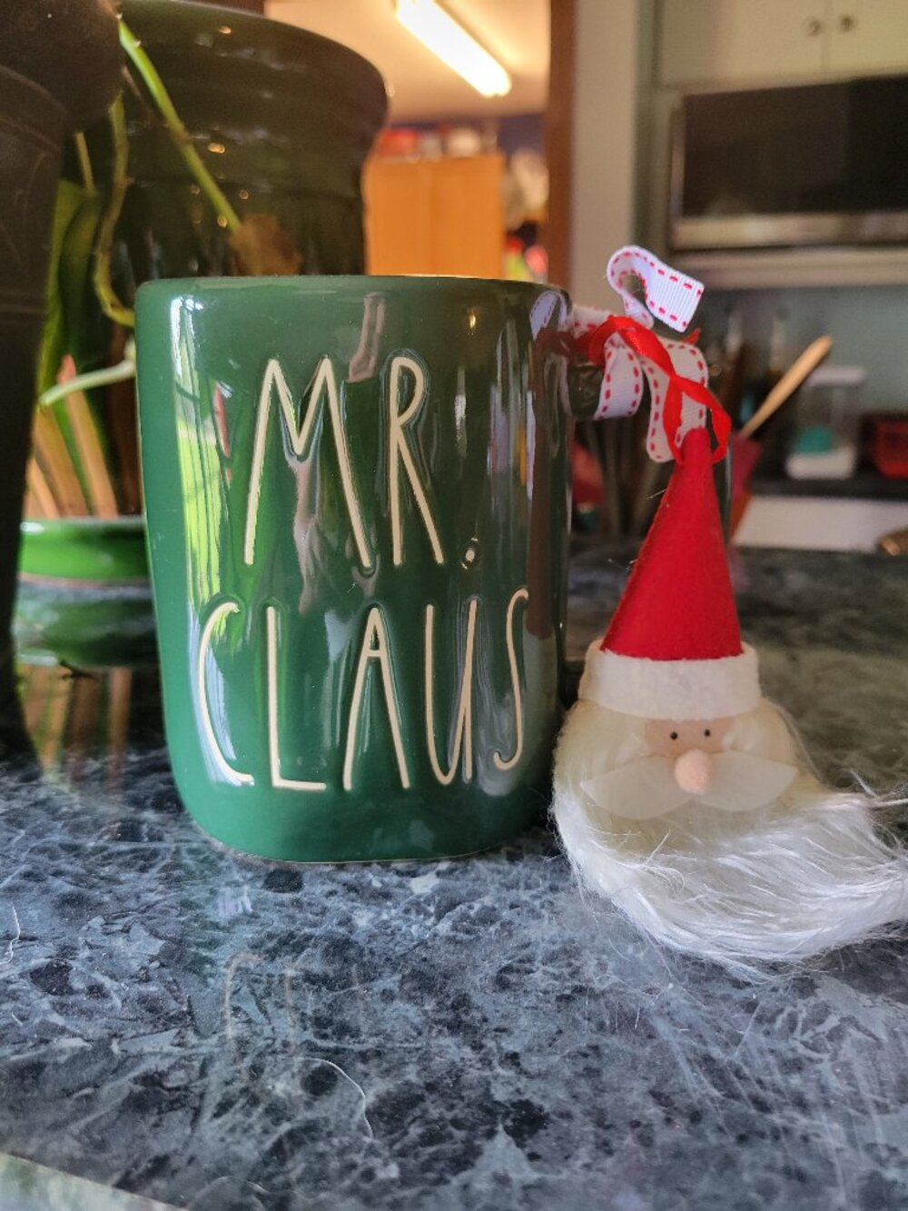 Rae Dunn MR. CLAUS Mug Green Ceramic 16oz Coffee Cup, Santa Ornament NEW